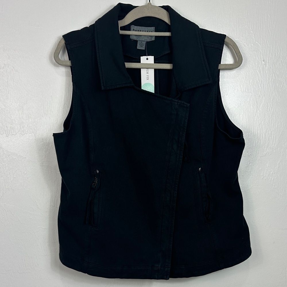 Marrakech Black Cotton Blend Sleeveless Moto Style Jacket Size XL